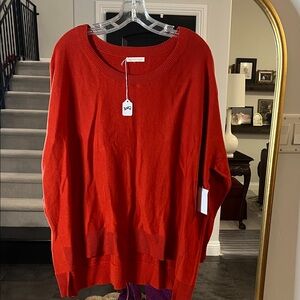 Eileen Fisher Vibrant Red/Orange Crew Neck Sweater